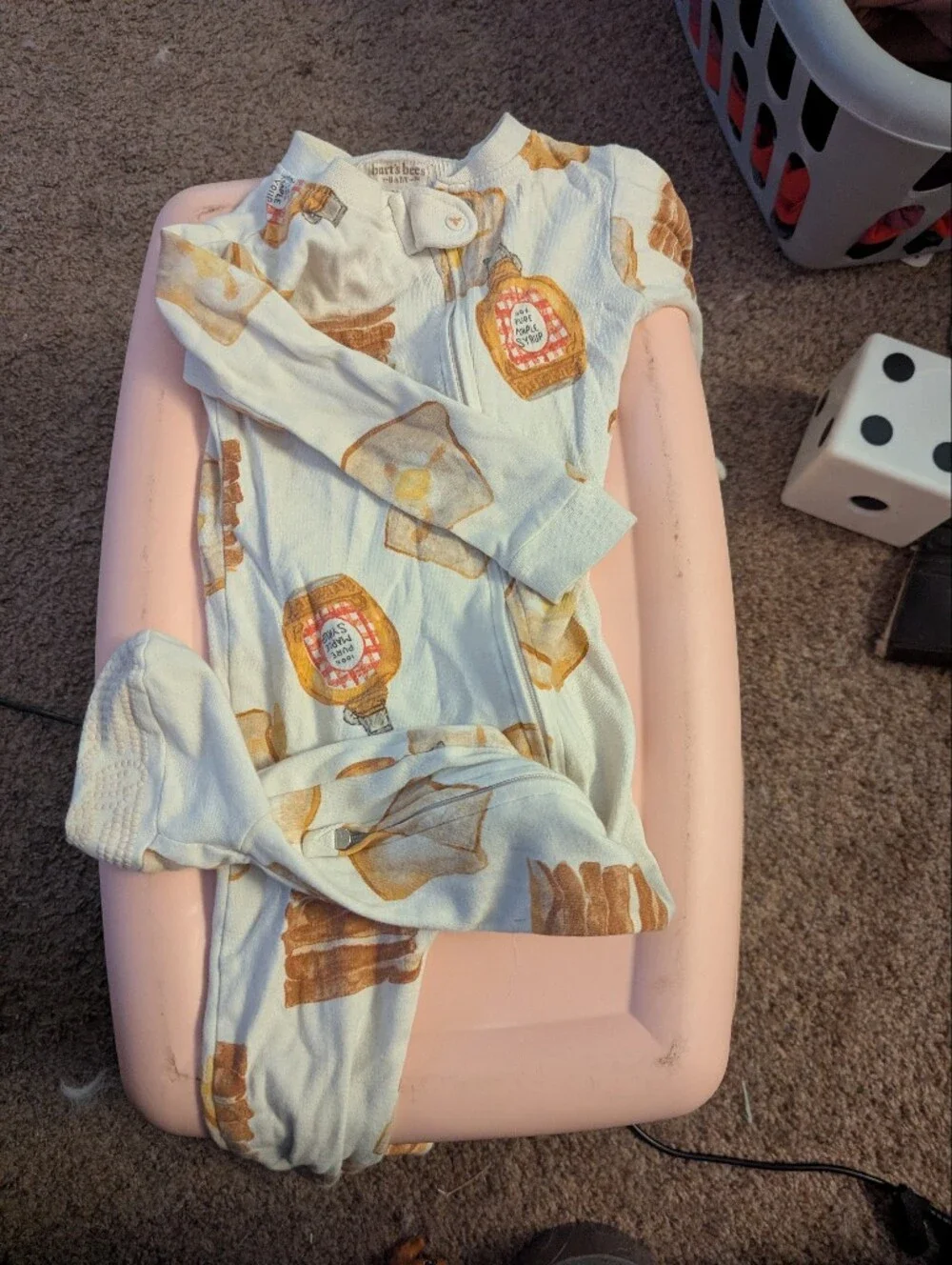 24 Months Burt's Bees Toddler Cream Onesie with Brown & Golden Print
